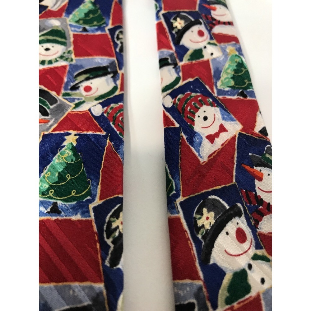 American Greetings Christmas Tie 100% Silk‎ Snowman Collage Novelty Neckwear - Picture 11 of 12